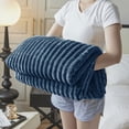 thumbnail image 2 of Oversized Cooling Quilt Wave Design Temperature Regulating 79x59in Double Layer Blanket Blue, 2 of 6