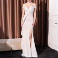 thumbnail image 1 of UPPADA Wedding Guest Dresses for Women One Shoulder Ruched Formal Evening Dress Wrap Ruffle Hem Dress Halter Bodycon Maxi Dress High Waist Party Prom Gown Cocktail Dress Clearance on sale, 1 of 5