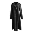 thumbnail image 1 of KIHOUT Spring Winter Warm Coat Lapel Solid Color Slim Leather Long Leather Jacket Men's Windbreaker Jacket,Size S-5XL, 1 of 6