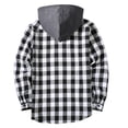 thumbnail image 3 of aohooy Hooded Plaid Jacket Men - Trendy Casual Button Down Long Sleeve Fall Jackets Shacket with Pockets Gray,XXL, 3 of 3