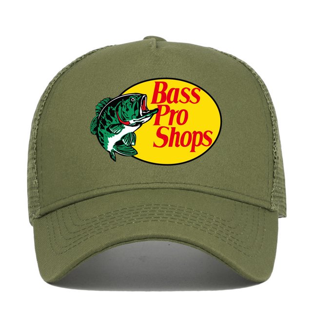 Bassproshops Printed Cotton Summer Outdoor Fishing Sun Protection Baseball Cap (Green)