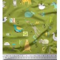 thumbnail image 1 of Soimoi Rayon Fabric Alphabets,Birds & Animals Kids Printed Fabric 1 Yard 56 Inch Wide, 1 of 1