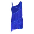 thumbnail image 2 of Ocealan Robe de Danse Latine pour Filles Sequins Jazz Moderne Fête d'Anniversaire Jupe à Franges Justaucorps Bleu Royal 6, 2 of 7