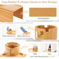 thumbnail image 4 of Couch Cup Holder Tray in Large Couch Arm Table Bamboo Sofa Clip on Tray Table with Ratated Phone Holder for Couch Armrest Tray for Drink Snacks Remote Phone, 4 of 6