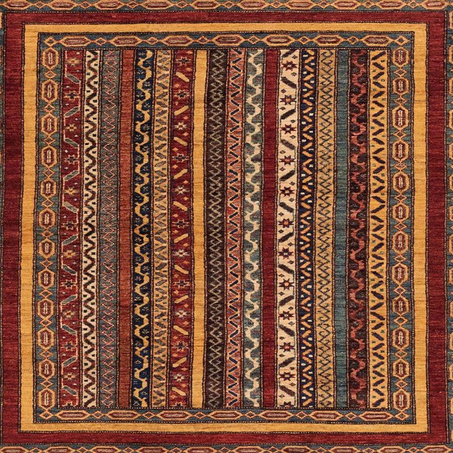 Ahgly Tapis d'Intérieur Carré Abstrait Safran Rouge Sud-Ouest, 7 Pieds Carré