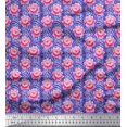 thumbnail image 1 of Soimoi Tissu Poly Georgette Rayé & Rose Imprimé Floral 1 Yard 52 Pouces de Large, 1 of 3