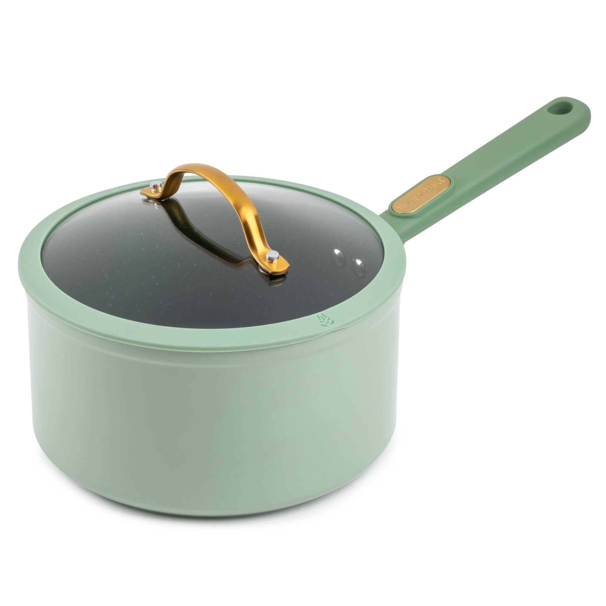 Batterie de cuisine 12 pièces en granit Thyme et table antiadhésive - Vert