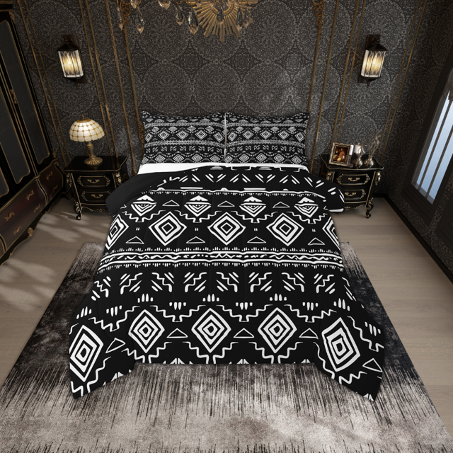 Erosebridal Boho Aztec Bedding Todder Comforter Set, Western American Tribal Down Comforter, Black, Reversible 2 Pieces