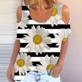 thumbnail image 2 of Birdeem Mode Femme Col Rond Imprimé Manches Courtes T-Shirt Blouse Hauts Chandail en Molleton, 2 of 4