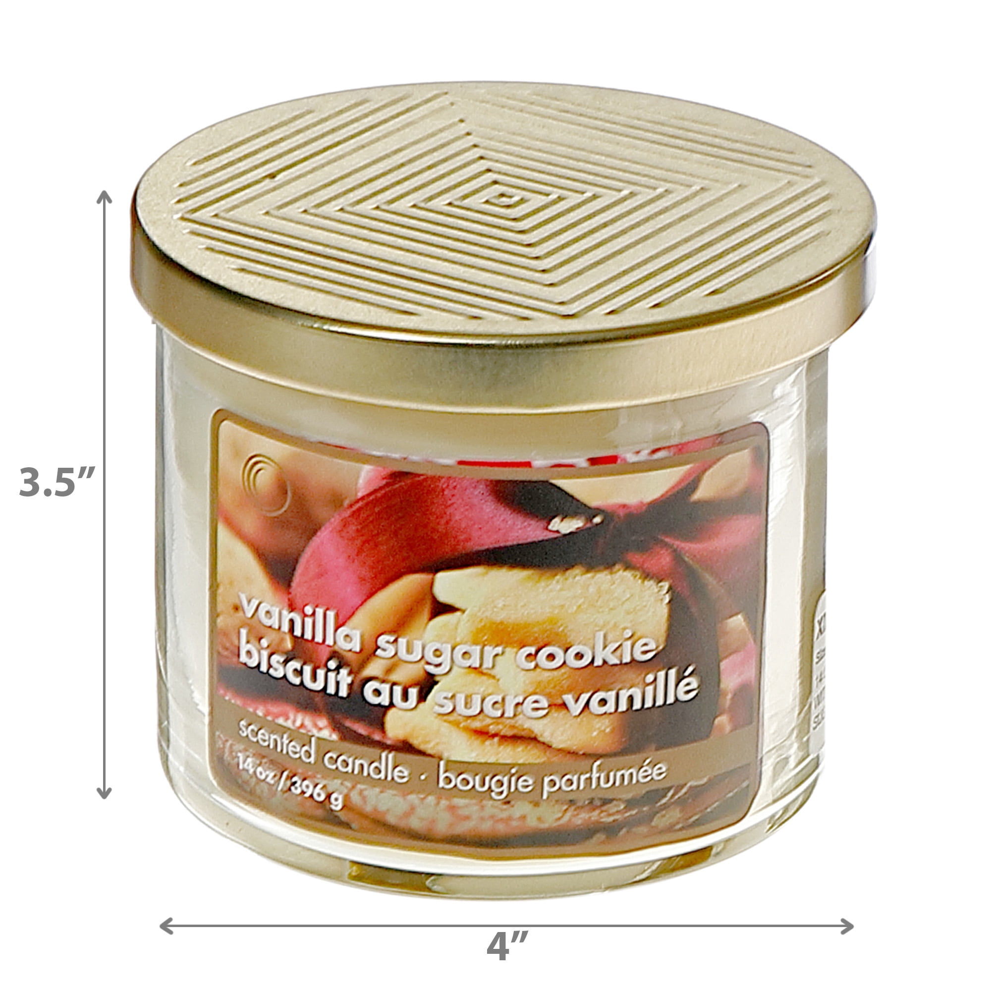 Bougie En Pot À 3 Mèches De 400 Ml Avec Couvercle En Métal (Biscuit Au Sucre Vanillé) - Lot De 2