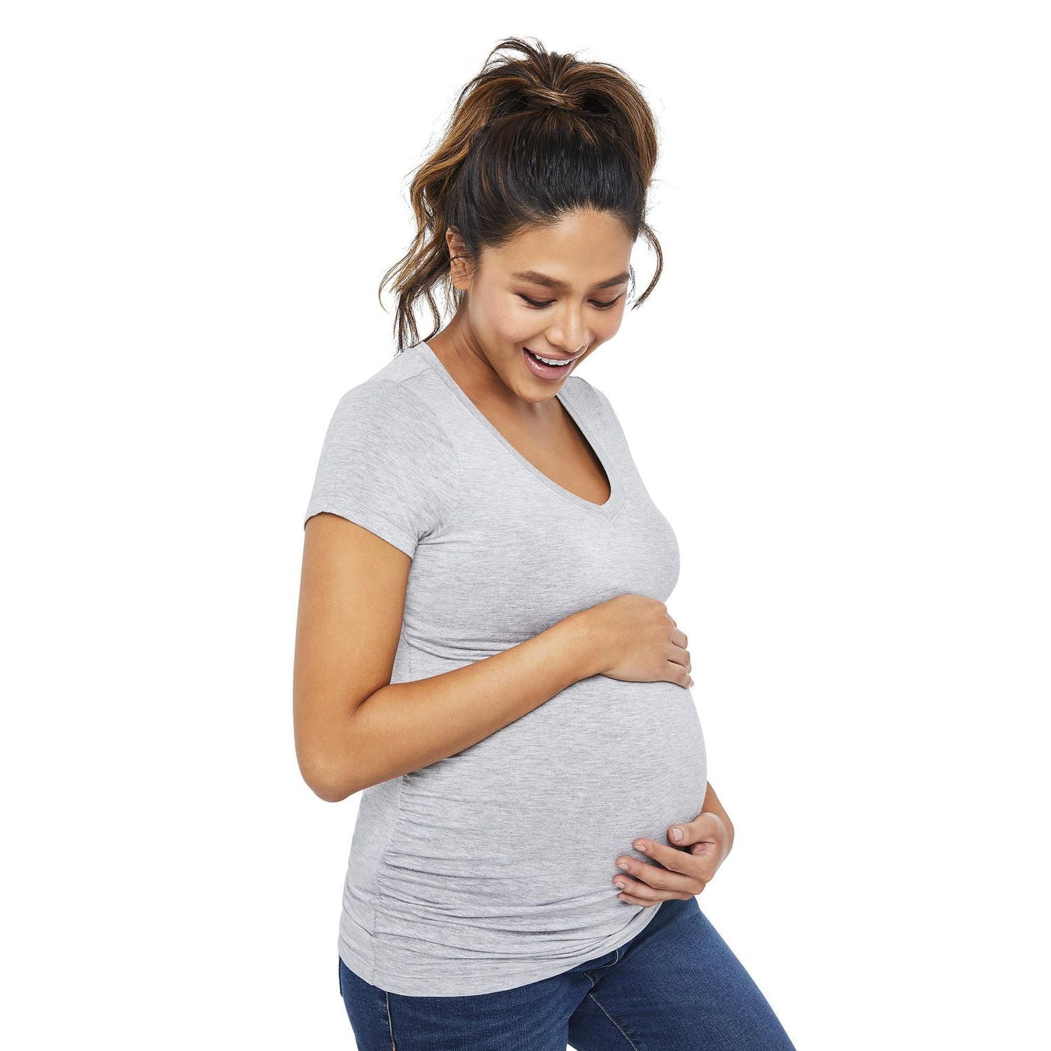 Paisley Sky Maternity Short Sleeve V-Neckline Tee