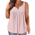 thumbnail image 1 of Dealovy Camisoles Grande Taille pour Femmes Décontractées Sans Manches à Encolure Dégagée avec Boutons Froncées de Couleur Unie Amples et Fluides, 1 of 5