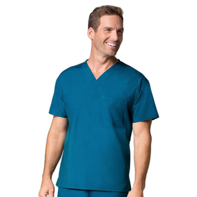 Core by Maevn Unisex V-Neck Pocket Solid Scrub Top, Solid, 1