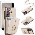 thumbnail image 1 of Phone Case for Samsung Galaxy Note 20 Ultra 5G Wallet Cell Cover with Screen Protector Crossbody Strap Ring Stand RFID Credit Card Holder Note20 Plus Notes 20Ultra Note20+ U + 20+ Twenty Not Beige, 1 of 7