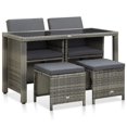 thumbnail image 1 of vidaXL 5 Piece Outdoor Dining Set with Cushions Poly Rattan Grey, 1 of 12