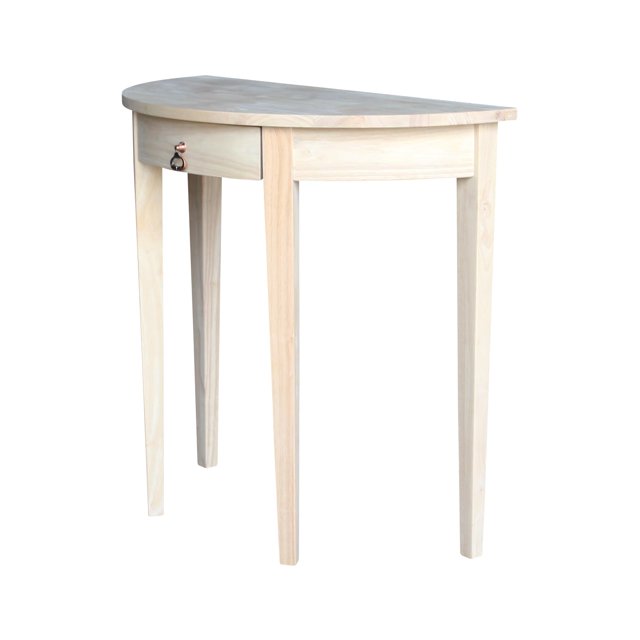International Concepts Accents pour la Maison Table Demi-Lune en Bois Non Fini à 1 Tiroir