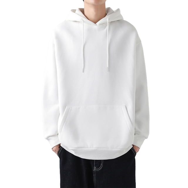 Innerwin Pullover Drawstring Mens Hoodies Sport Long Sleeve Casual Sweatshirt White L