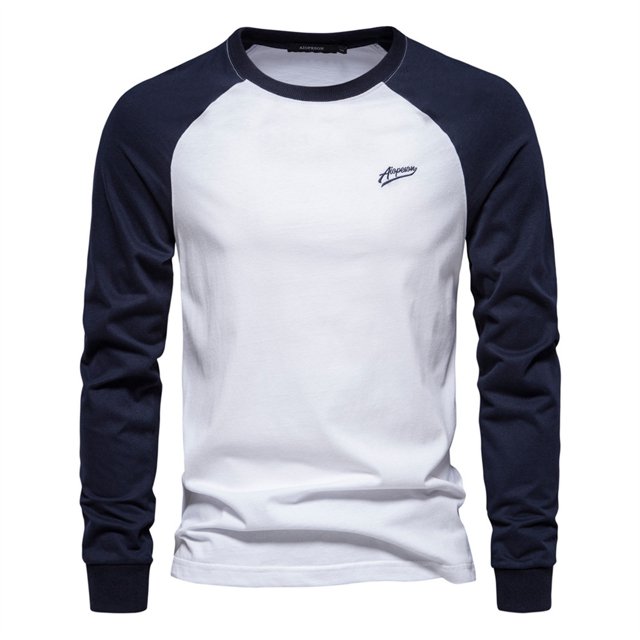 Birdeem Men Casual Solid Color Long Sleeve Round-Neck Blouses Shirts