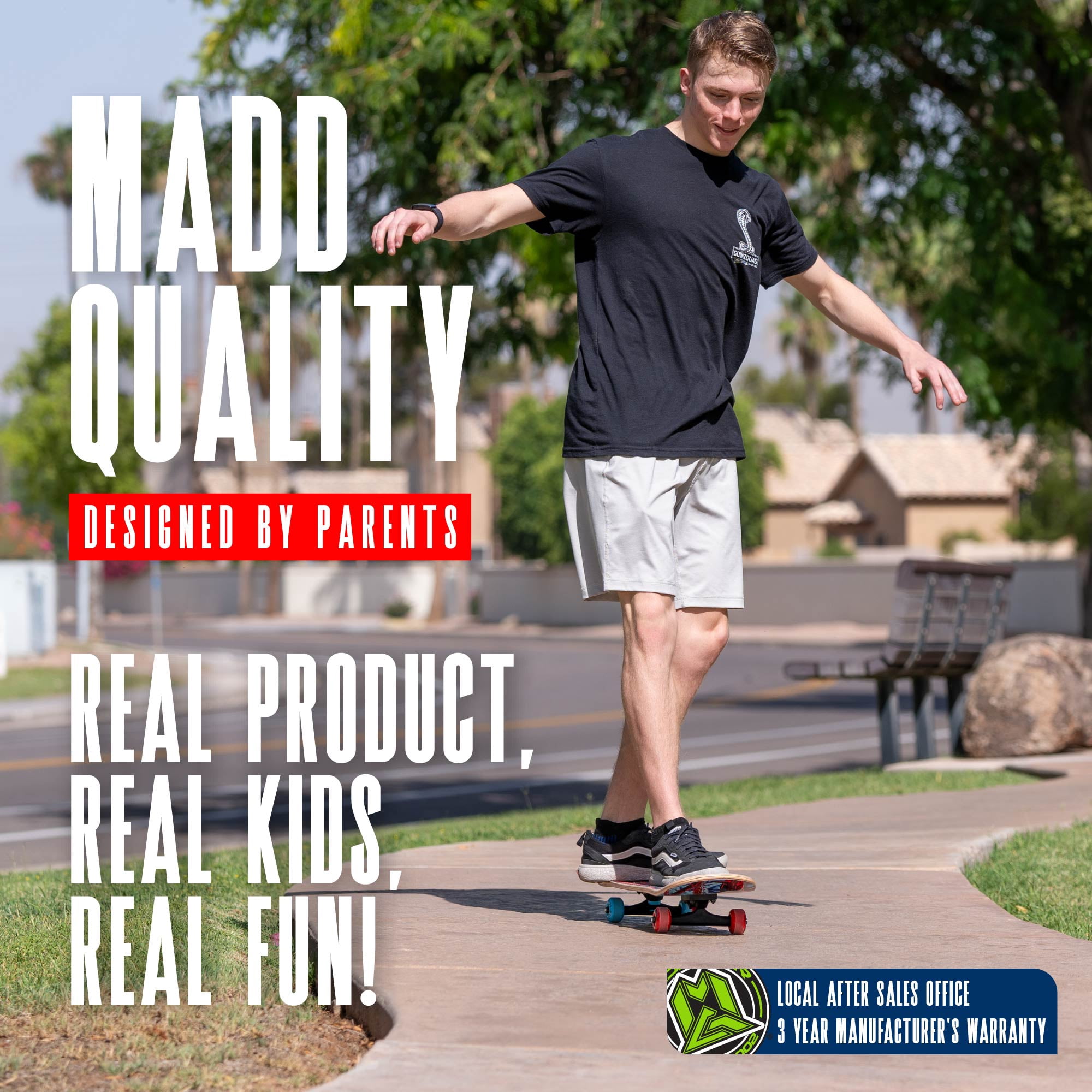 Madd Gear 31" Learn to Skate Complete Skateboard for Kids & Teens