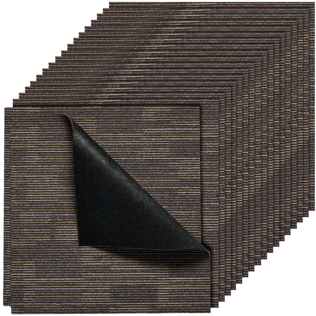 VEVOR Carpet Tiles Reusable 24x24 inch 24 PCS Modular Rug Soft Padded Gray Brown