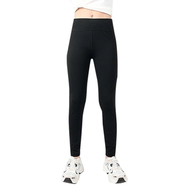 GDREDA Girls Pants Large Girls Athletic Leggings Kids Dance Running Yoga Pants Workout Active Dance Tights With Pockets Black,7-8 Years