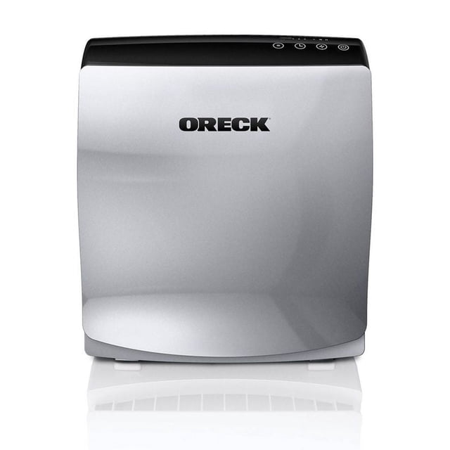 ORECK AirVantage Purificateur d'Air avec Corps compact Argenté et Panneau Supérieur Noir avec Commandes Tactiles, Équipé de Filtres HEPA et au Carbone pour Enlever la Poussière, les Allergènes et les Odeurs, Idéal pour une purification d'Air Silencieuse dans les Petites Pièces jusqu'à 118 Pi2.
