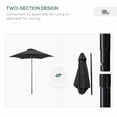 thumbnail image 4 of Outsunny Parasol de Patio 6,6 Pi, Parasol d'Extérieur avec 6 Baleines Solides, Noir, 4 of 10