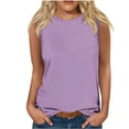 thumbnail image 1 of Hauts Sans Manches pour Femmes Coupe Ample Nouveaux Hauts Décontractés Unis Sans Manches à Col Rond Blouse Hauts Sans Manches pour Femmes Violet G, 1 of 4