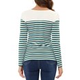thumbnail image 3 of INSPIRE CHIC Blouse pour Femme à Rayures à Blocs de Couleur à Manches Longues T-Shirt Décontracté TP Blanc Bleu, 3 of 6