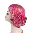 thumbnail image 4 of Elegant Floral Lace Headscarf Hats Exclusive For Women Elastic Breathable Polyester Gauze With Ruffled Edges, 4 of 6