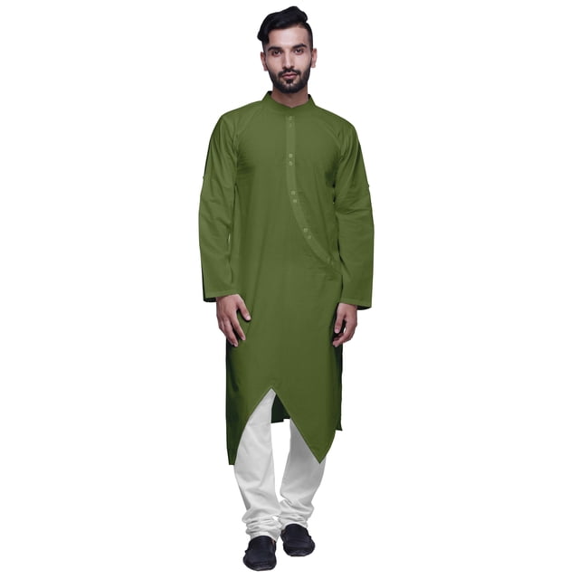 Atasi Solid Button Down Kurta For Boys Asymmetric Long Sleeve Kurta For Men