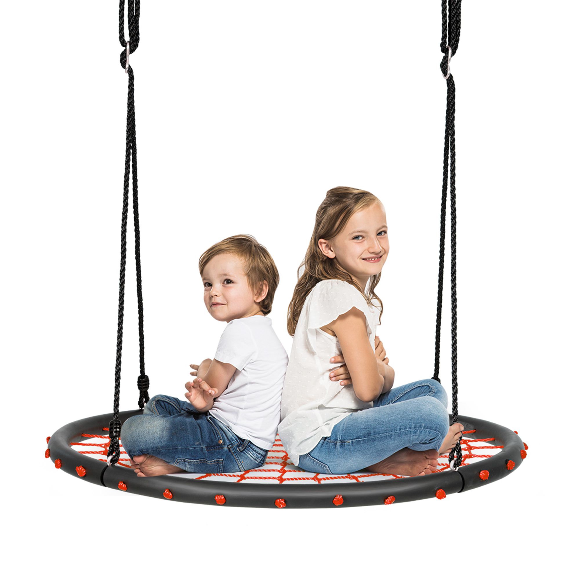 Costway Balançoire en Toile d'Araignée de 40 Pieds' avec Cordes Réglables Ensemble de Jeu pour Enfants Orange