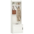 thumbnail image 1 of HOMCOM Rustic Hall Tree with Shoe Storage Bench and Coat Rack, White, 1 of 10