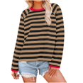 thumbnail image 1 of Womens Tops Striped Crewneck Long Sleeve Color Block Tshirts Fall Casual Loose Comfy Blouse, 1 of 5