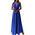 thumbnail image 1 of Ketyyh-chn99 Robe à Paillettes pour Femmes Robe de Mariée Robe de Fête pour Femme Robe de Bal Décontractée Robe de Soirée Unie Élégante Robe Maxi Bleu,TG, 1 of 5