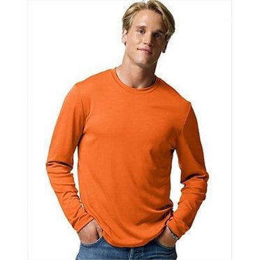 Hanes 482L T-Shirt à Manches Longues pour Hommes Cool Dri Performance, Orange Sécurité - Taille Moyen