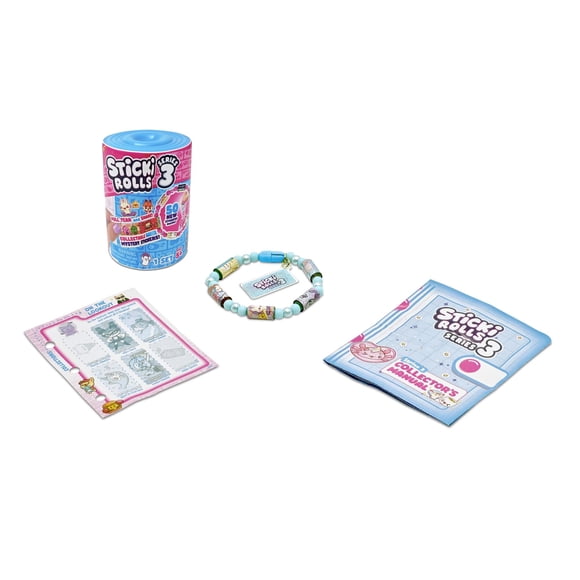 Sticki Rolls Series 3 Sticki Bands Mystery Capsule - Wearable Sticker Bracelet with 50 Kawaii Stickers, Find the Ultra-Rare Gold Bracelet - Ages 5+