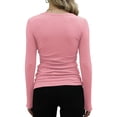 thumbnail image 2 of Haut Mode Ample Col Rond - Couleur Unie, Manches Longues, Nylon Spandex, pour Décontracté, Quotidien, Bureau, 2 of 4