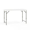 thumbnail image 1 of 24''W x 48''L Height Adjustable Bi-Fold Granite White Plastic Folding Table, 1 of 9
