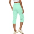 thumbnail image 4 of Timegard Womens Yoga Pants Drawstring High Waist Workout Cropped Pants Athletic Capri Pants with Pockets, 4 of 7