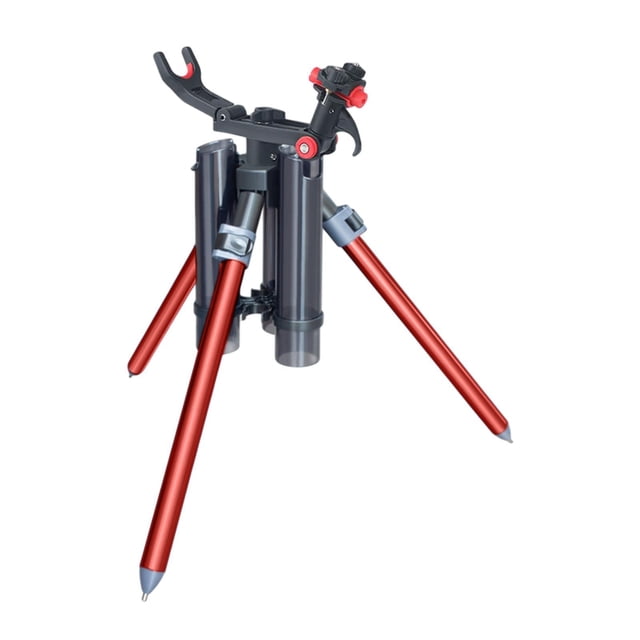 DYNWAVECA Support de Trépied pour Canne à Pêche, Angle Ajustable, Support Léger, Équipement de Rangement pour Canne, Support Pliable pour Navire, Marine, Kayak, long, Rouge