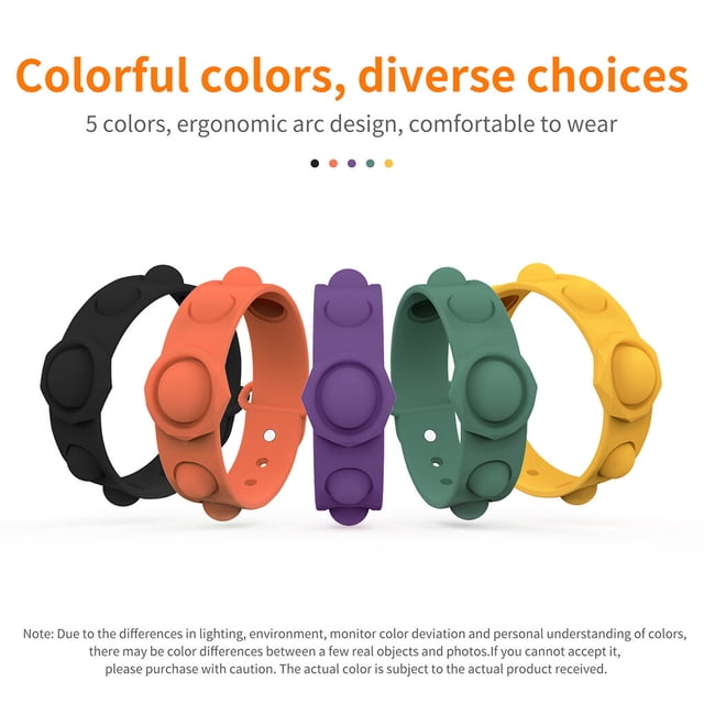Jouet Dimple Fidget Réglable à Bulles Push Pop, Bracelet Dimple Pop en Silicone Lavable, Jouet Anti-Stress, Jaune