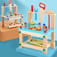 thumbnail image 3 of HILABEE Wooden Tool Bench Toy Pretend Play Creative Building Set, Workshop for Toddlers,, 3 of 8