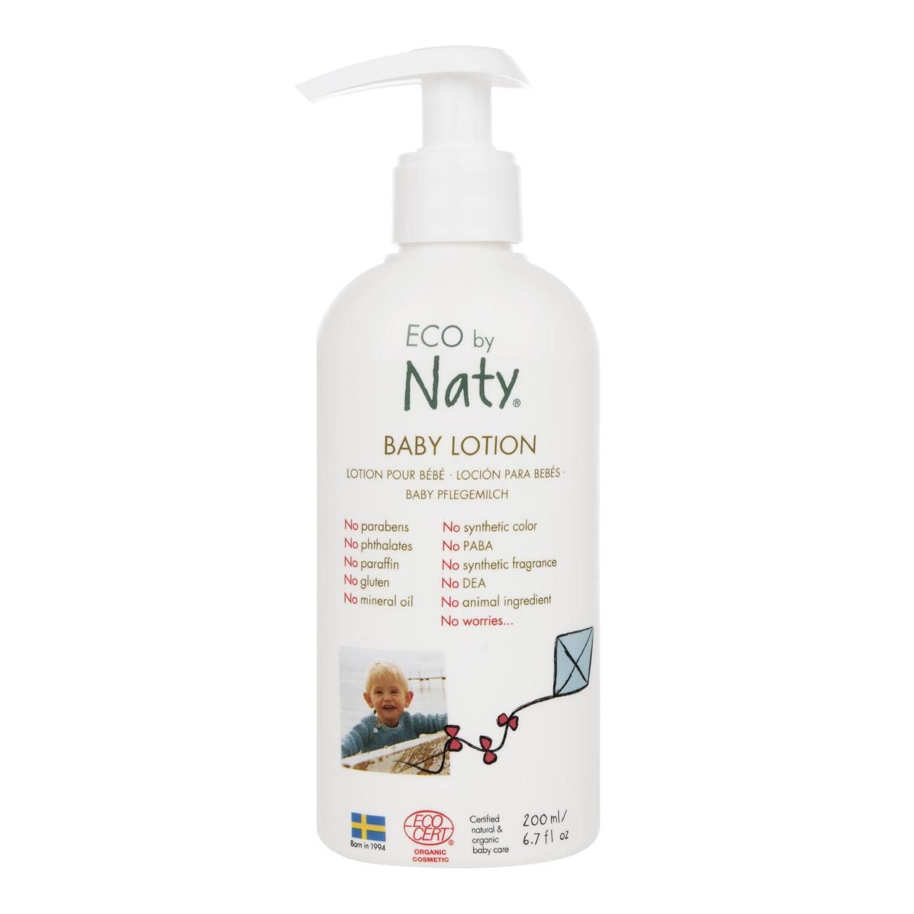 Eco by Naty Ecocert Certified Gentle Baby Body Lotion for Sensitive Skin with Organic & Natural Ingredients - Free from Nasty Chemicals, 6 x 6.7 Fl. Ounce