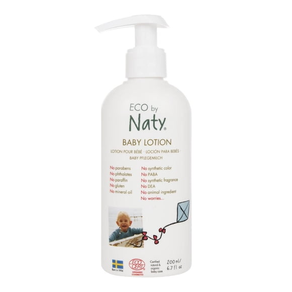 Eco by Naty Ecocert Certified Gentle Baby Body Lotion for Sensitive Skin with Organic & Natural Ingredients - Free from Nasty Chemicals, 6 x 6.7 Fl. Ounce
