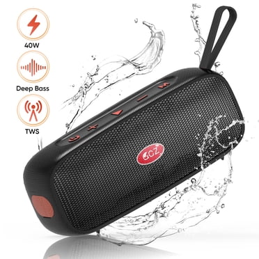 GCZ Haut-Parleur Bluetooth Sans Fil Portable 40W, Véritable Stéréo Sans Fil, Étanche, Basses Profondes, Noir
