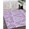 thumbnail image 3 of Ahgly Company Tapis d'Intérieur Ronds Lavables à la Machine, Style Transitionnel, Fleur Violette Violette, Tapis de Zone, 8 Pieds Rond, 3 of 7