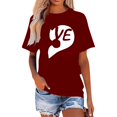 thumbnail image 2 of Chandails à Col Rond pour Couples Assortis T-Shirt à Manches Courtes de la Saint-Valentin Mode Imprimé Cœur Décontracté Respirant Confortable Doux Mari Femme Tenue de Vacances Vêtements Bourgogne TG, 2 of 5