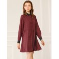 thumbnail image 4 of INSPIRE CHIC Robe-Chemise à Carreaux pour Femme à Manches Longues Boutonnée à Col Pointu, 4 of 4