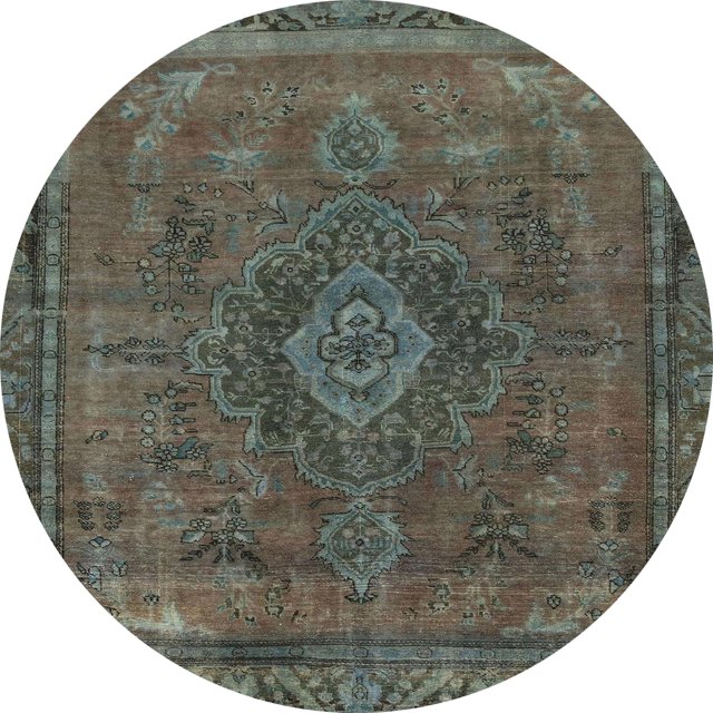 Ahgly Company Tapis d'Intérieur Ronds Abstraits Vert Armée, Tapis de Zone Abstraits, 4 Pieds Rond